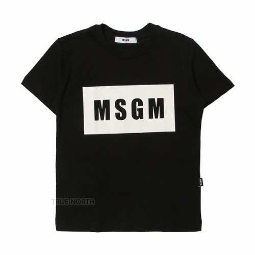 [MSGM] 22FW 키즈 MS028727 110 박스 로고 반팔 티셔츠 블랙 8세~12세